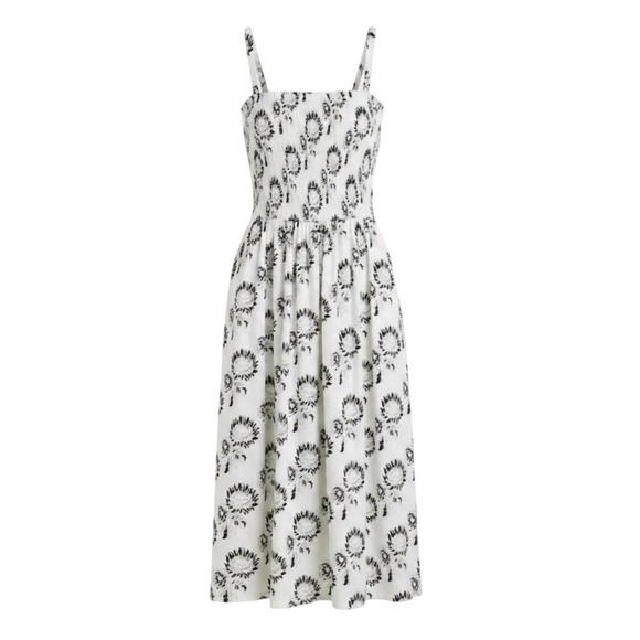 Madewell Dresses & Skirts - Madewell Women Large White Black Graphic Sunflower Floral Smocked Maxi Dress